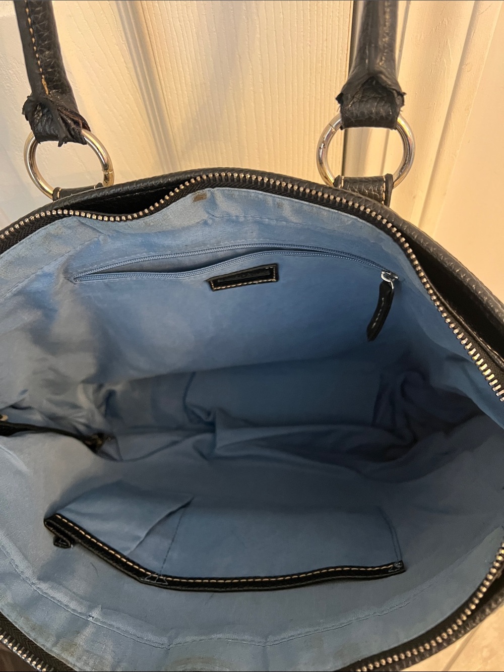 Dooney & Bourke Cream and Black Signature Logo Tote - Picture 3 of 6